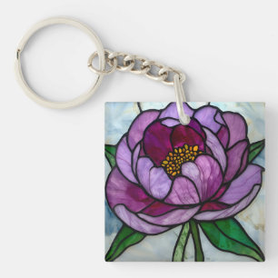 Porte-clés Vitreaux Paeonie Pourpre