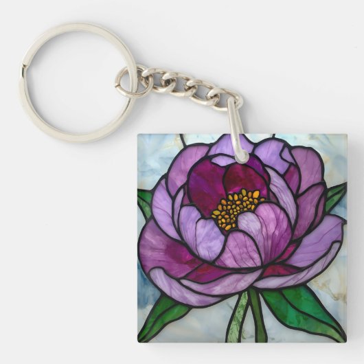 Porte-clés Vitreaux Paeonie Pourpre (Devant)