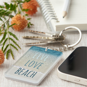 Porte-clés Vivez Amour Plage Turquoise Bleu Océan Surf Vagues