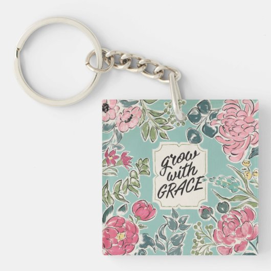 Porte-clés Vivez en fleur | se développent avec la grâce (Devant)