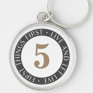 Porte-clés Vivez et laissez vivre Sobriety Anniversaire Black