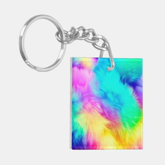Porte-clés Vivid Rainbow Fluffy Fur Texture-75201 (Devant gauche)