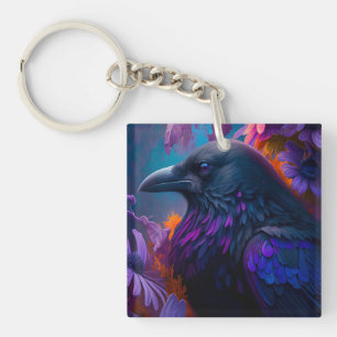 Porte-clés Vivid Rainbow Raven Art Porte - clé