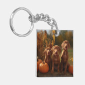 Porte-clés Vizsla Chiot Automne Citrouille délice (Devant gauche)