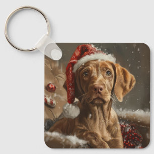 Porte-clés Vizsla de Noël Fête