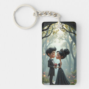 Porte-clés Vœux au Clair de Lune – Un Moment de Mariage Gothi