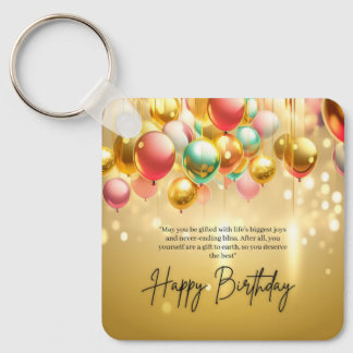 Porte-clés Vœux d'anniversaire doré