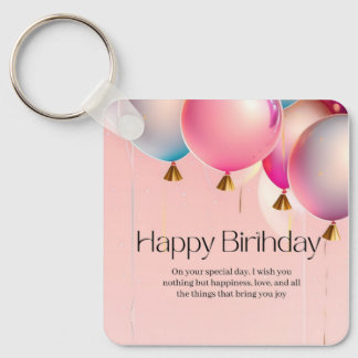 Porte-clés Vœux d'anniversaire rose