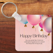 Porte-clés Vœux d'anniversaire rose (Recto)