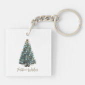 Porte-clés Vœux de fête. Conception d'arbre de Noël (Dos)