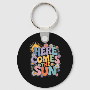 Porte-clés Voici venir le soleil rétro fleur printemps été he