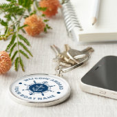 Porte-clés Voigée bleu et blanc marine blanc et ancre de bate (Côté)