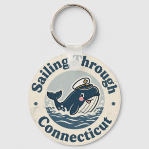 Porte-clés Voile Vintage à travers la baleine du Connecticut