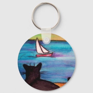 Porte-clés Voilier de chat noir