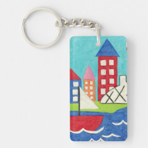 Porte-clés Voilier et ballon à air chaud avec le paysage