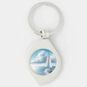 Porte-clés Voilier Solitaire à l'Horizon Bleu