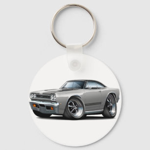 Porte-clés Voiture 1968 Argent-Noire de capot de Plymouth GTX