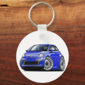 Porte-clés Voiture bleue Fiat 500 (Recto)