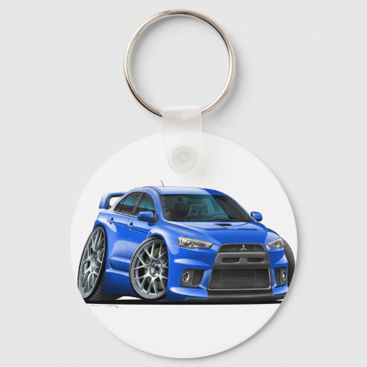 Porte-clés Voiture bleue Mitsubishi Evo (Recto)