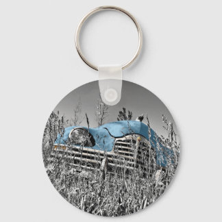 Porte-clés Voiture bleue vintage
