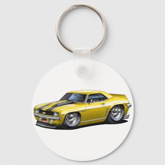 Porte-clés Voiture Camaro SS jaune-noir 1969 (Recto)