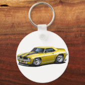 Porte-clés Voiture Camaro SS jaune-noir 1969 (Recto)