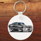 Porte-clés Voiture Chevelle noir-blanc 1970 (Recto)