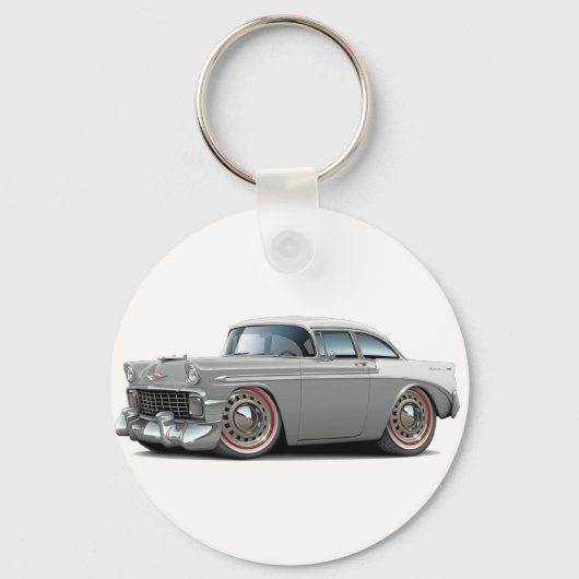 Porte-clés Voiture Chevy Belair gris-blanc 1956 (Recto)