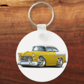 Porte-clés Voiture Chevy Belair jaune-blanc 1955 (Recto)