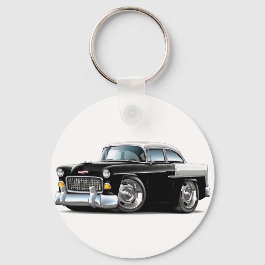 Porte-clés Voiture Chevy Belair noir-blanc 1955 (Recto)