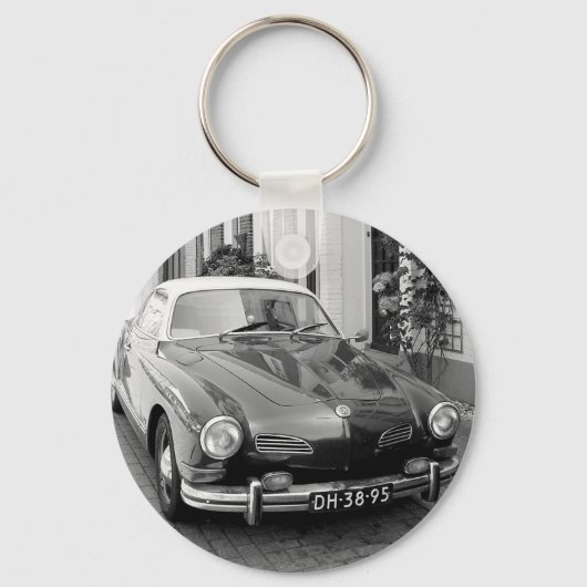Porte-clés Voiture classique noir et blanc (Recto)