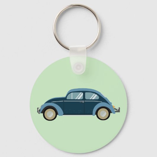 Porte-clés voiture cool bleu rétro avec des menottes (Recto)