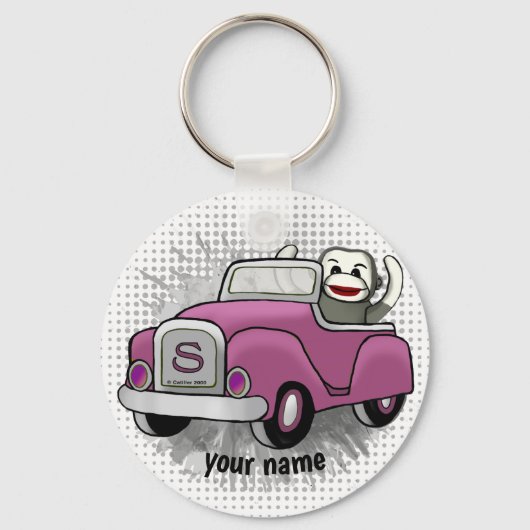 Porte-clés Voiture de conduite de singe de choc (Recto)