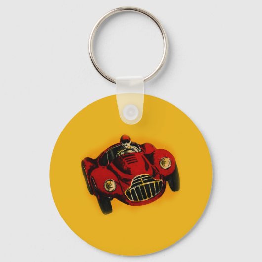 Porte-clés Voiture de course automobile jaune rouge (Recto)