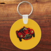 Porte-clés Voiture de course automobile jaune rouge (Recto)