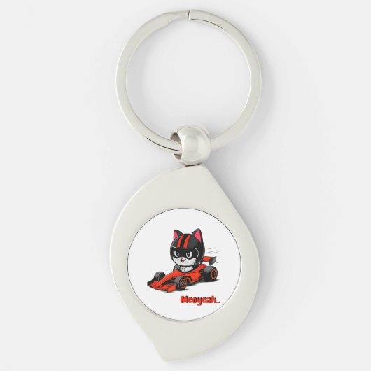 Porte-clés voiture de course de chat (Devant)