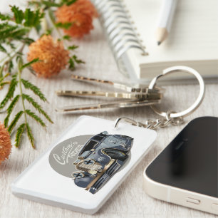 Porte-clés Voiture de course retro sci-fi personnalisée