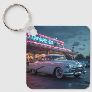 Porte-clés Voiture de luxe vintage Hardtop Coupé White Sweeps