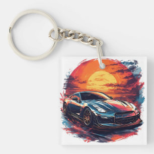 Porte-clés Voiture de sport de course stylisée