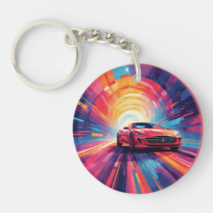 Porte-clés Voiture de sport rouge vibrant dans un design en s
