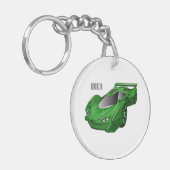 Porte-clés Voiture de sport verte avec illustration airfos (Devant gauche)
