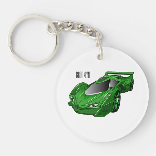 Porte-clés Voiture de sport verte avec illustration airfos (Devant)