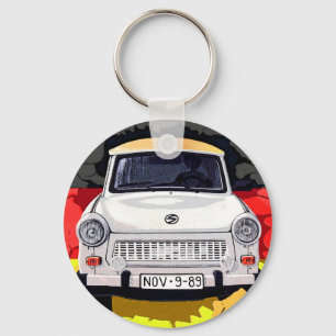 Porte-clés Voiture de Trabant et drapeau allemand, mur de
