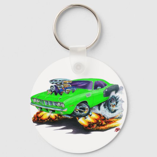 Porte-clés Voiture Hemi Cuda Lime 1971 (Recto)