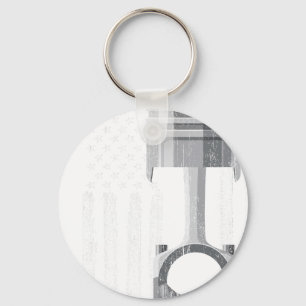 Porte-clés Voiture Musclée à Piston Drapeau Américain 2