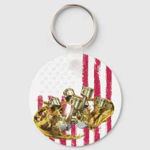 Porte-clés Voiture musculaire à piston de drapeau américain v
