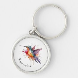 Porte-clés Vol de couleurs, colibri à l'aquarelle personnalis