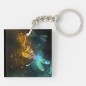 Porte-clés Vol de libellule verte lumineuse (Dos)