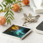 Porte-clés Vol de libellule verte lumineuse (Côté)