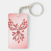 Porte-clés Vol d'un Phénix rouge sur fond rose (Dos)